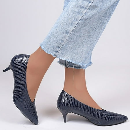 

Medcursor Leisure Women Solid Color High Heels Slip-On Pointed Toe Shoes Single Shoes Work Shoes