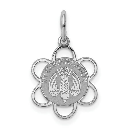 Diamond2Deal 925 Sterling Silver Rhodium-plated My Confirmation Disc Charm for Women (L-16 mm, W-14 mm)