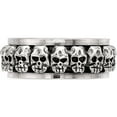 thumbnail image 3 of Sterling Silver Polished Spinning Center Antiqued Skull Ring (Size 11) Made In Thailand qr6775-11, 3 of 5