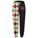 thumbnail image 1 of Pantalones de mezclilla Gibobby mujer deportivos informales con cordón y estampado digital de rosas a cuadros verdes sueltos Negro L, 1 of 4