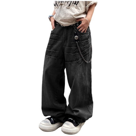 Mrmall Mens Baggy Jeans Loose Fit Jeans Hip Hop Vintage Casual Denim Jeans Trousers