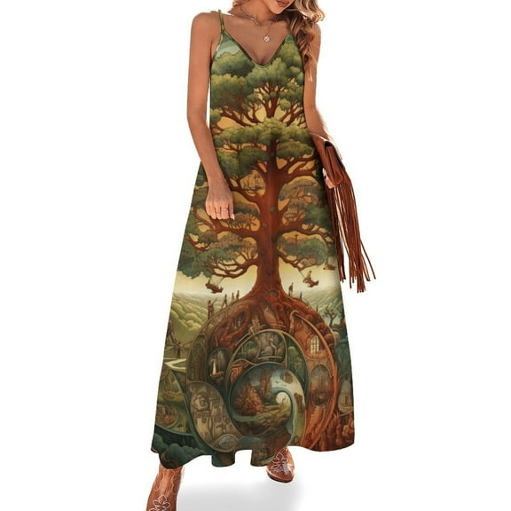Tree with Life Sleeveless Dress Women's Luxury Party Dress Birthday Dresses for Women