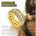 thumbnail image 3 of FindChic 18K Gold Plated Ring Thick 3 Row Band for Men Women Size 7 to 14 Cubic Zirconia Rings Bling Jewelry, with Gift Box, 3 of 8