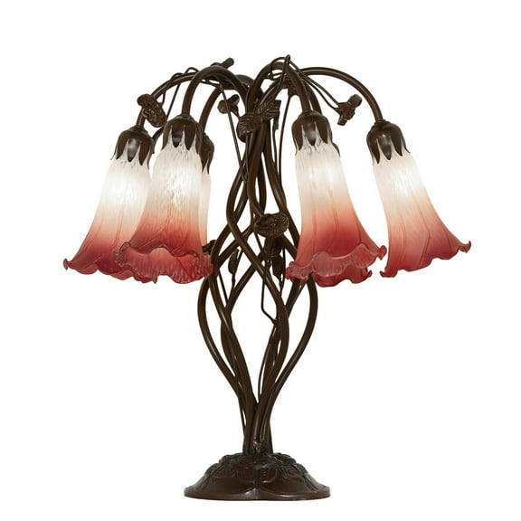 Meyda Lighting 19" High Pink/White Pond Lily 6 Light Table Lamp - 18.5 Wide