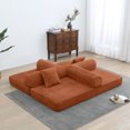 thumbnail image 4 of Miniyam Convertible Sleeper Sofa Bed with Cylindrical Pillow - Corduroy Folding Mattress Couch with Fixed-Shape Frame for Living Room, Bedroom, Lounge, Studio - Orange, 4 of 10