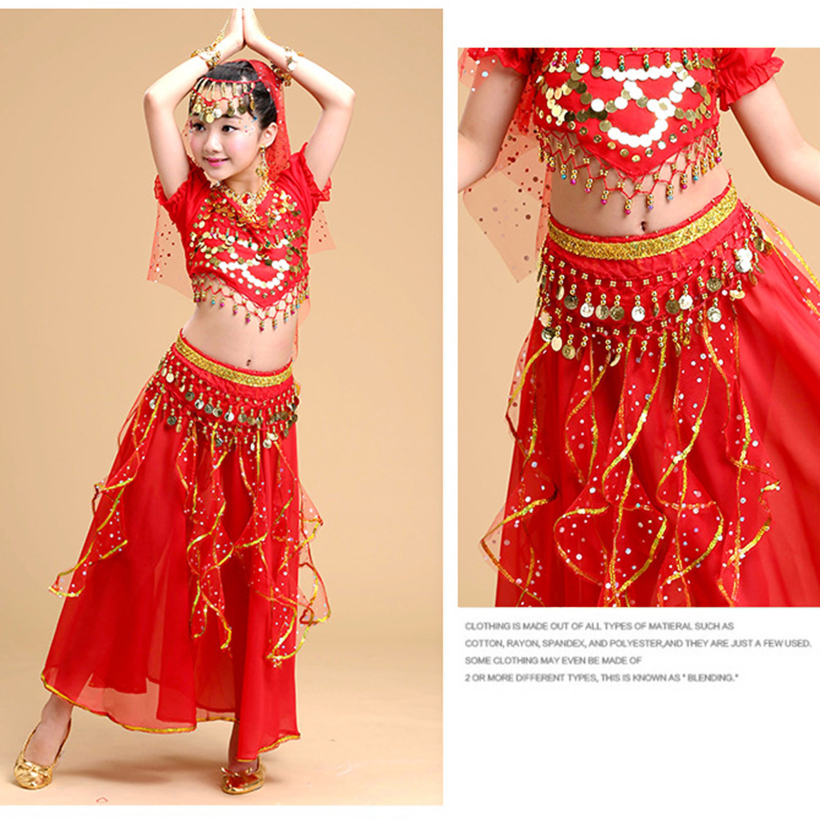 Little Girls Outfit Sets Kids Belly Dance Sequin Indian Dance Wear ...