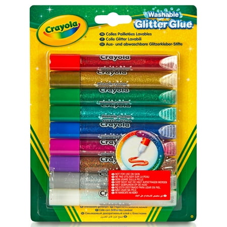 Crayola Washable Glitter Glue, Fiery Flecks, 9 Count