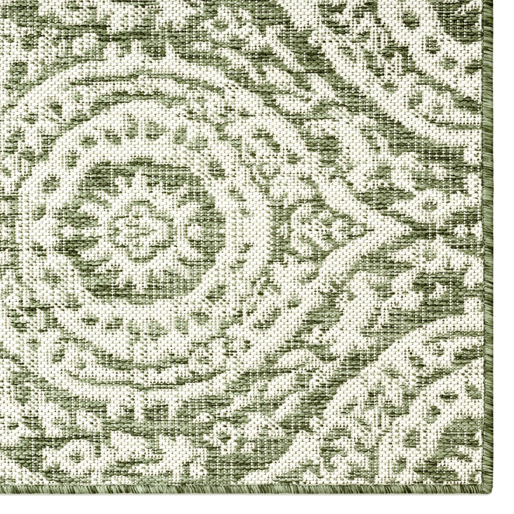 Nicole Miller New York Patio Country Zoe Moroccan Damask Indoor/Outdoor Area Rug, Light Green/Ivory , 5'2"x7'2"