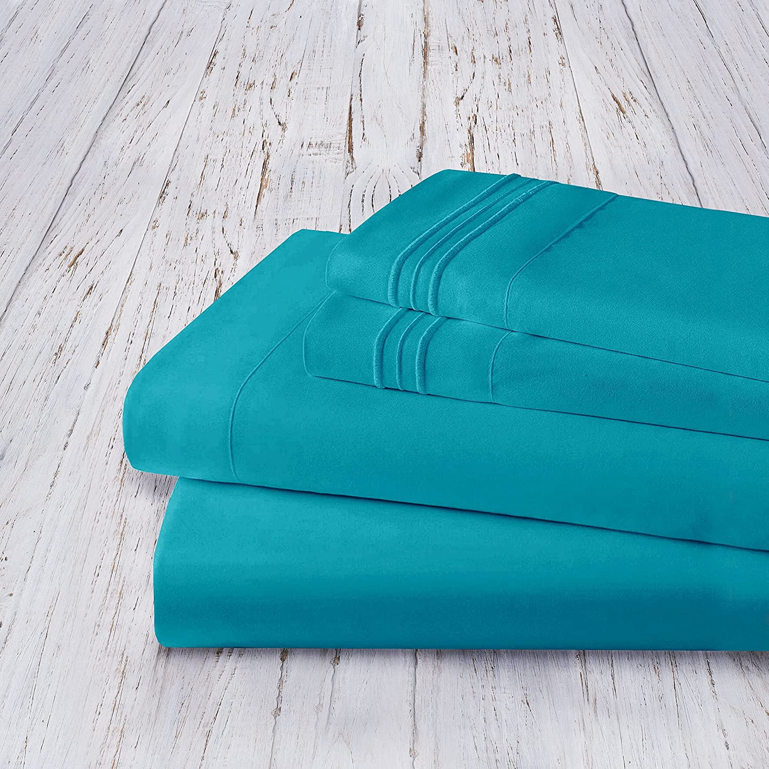 Bed Sheets Set, 1500 Series Deep Pocket 4 Piece Bed Sheet Set, Microfiber, Twin/Twin XL, Turquoise