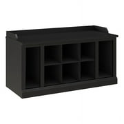Bowery Hill 40" Engineered Wood Shoe Storage Bench with Shelves in Black Oak