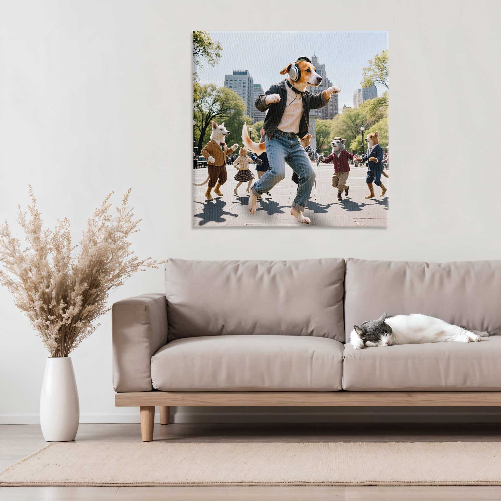 Stupell Industries Stylish Dog Dancing in Park Canvas Wall Art, design by CAD Designs