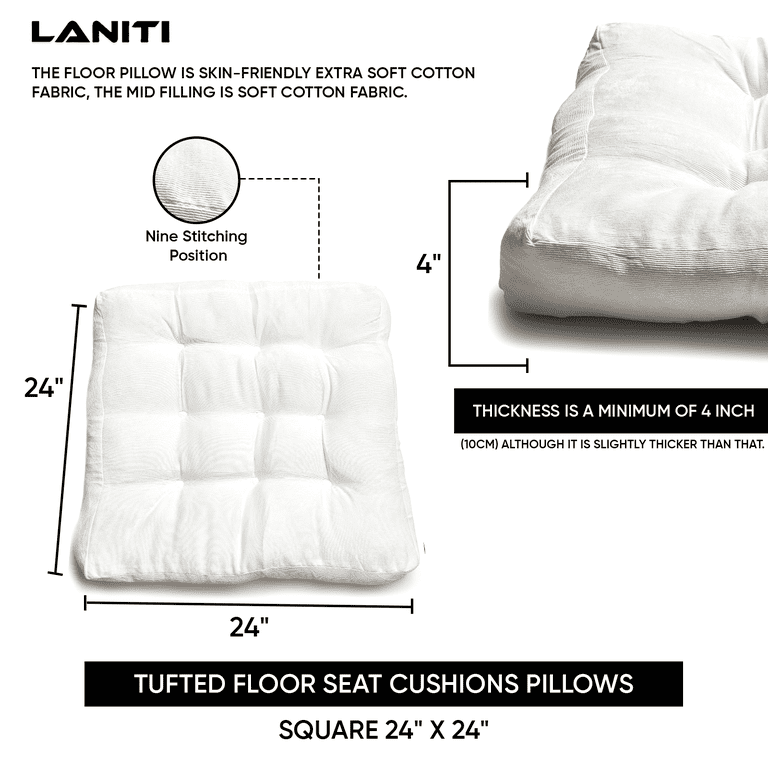 Tufted Floor Cushion Square 24x24 Floor Pillow White Walmart