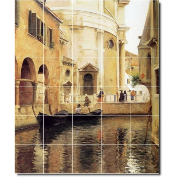 Ceramic Tile Mural-Julius Stewart City Painting 85. 40" w x 48" h using (30) 8 x 8 ceramic tiles