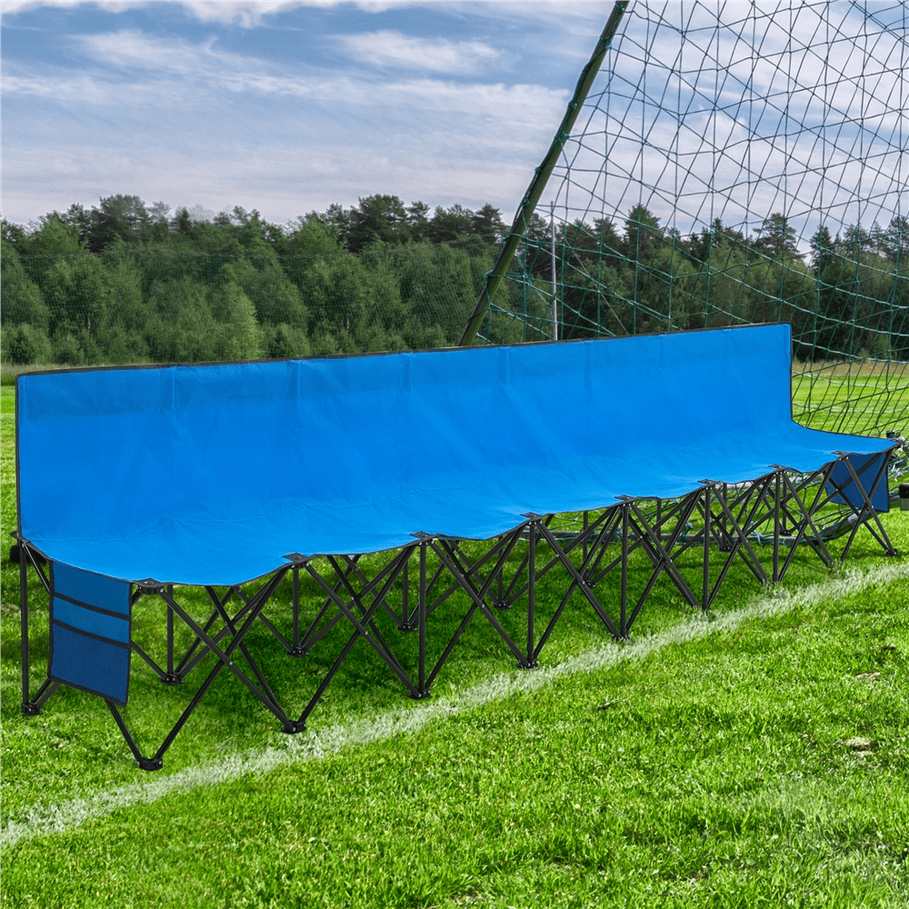 Renwick 8 Seats Portable Folding Bench with Backrest, Blue