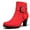 Red Suede, variant on Pennysue Women's Gray Wide Width Ankle Boots With Buckle And Zipper Chunky Heel Ankle Strap Zip Boots For Ladies Size 7