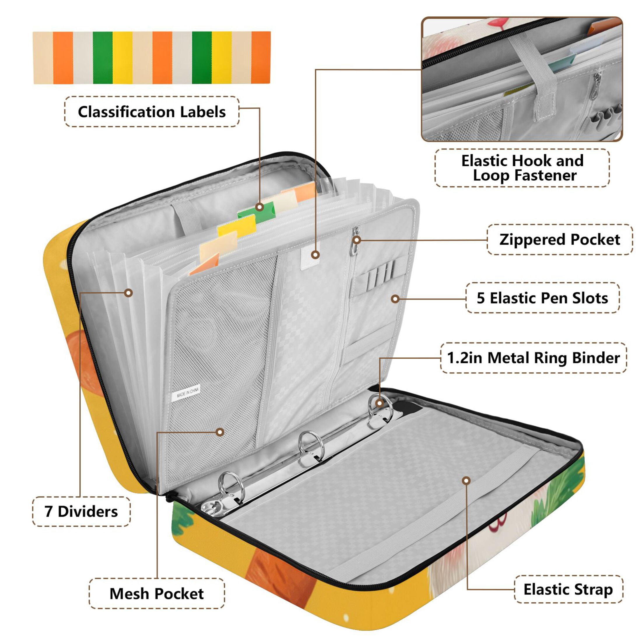 Happy Rabbits Holding Carrots Accordion File Organizer Expanding File Folder 3-Ring Binder Bag 500 Sheets A4 Size