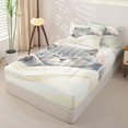 thumbnail image 3 of Manfei Watercolor Kitten Zipper Full Size Comforter Sets with Fitted Sheet and 2 Pillowcases, Cute Cat Illustration Zipper Bedding Set, Cream Green Pink, Gray Reversible, 4-Piece, 3 of 7