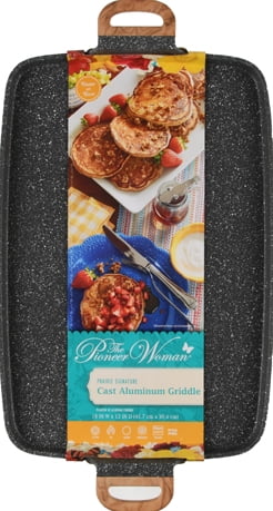The Pioneer Woman Prairie Signature Cast Aluminum Double Griddle, Charcoal Speckle