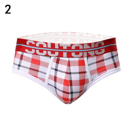

Men\ s Underwear Soft Cotton Underpants Plaid Breathable Summer Fashion Briefs