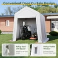 thumbnail image 2 of 6x8x7 FT Outdoor Portable Storage Shed Tent with Roll-up Zipper Door and Window Portable Carport with Waterproof Tarp Galvanized Steel for Motorcycle, Generator, Bike Storage (White), 2 of 8