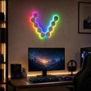 6/12-Pack Hexagon LED Wall Lights, RGB Edge-Lit Modular Wall Panels with Touch Control. DIY Splicing Honeycomb Gaming Lights, USB Powered Ambient Wall Decor for Living Room, Bedroom and Gaming Room