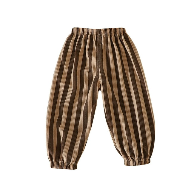 Odeerbi 1-7 Años Niños Niñas Corduroy Sweatpants Rayas Entrenamiento Deportes Jogger Pantalones Bajo de Verano Lindo Joggers de Longitud Completa