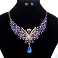 thumbnail image 3 of Kripyery Retro Multicolor Rhinestone Hollow Peacock Bib Necklace Ear Studs Jewelry Set, 3 of 8