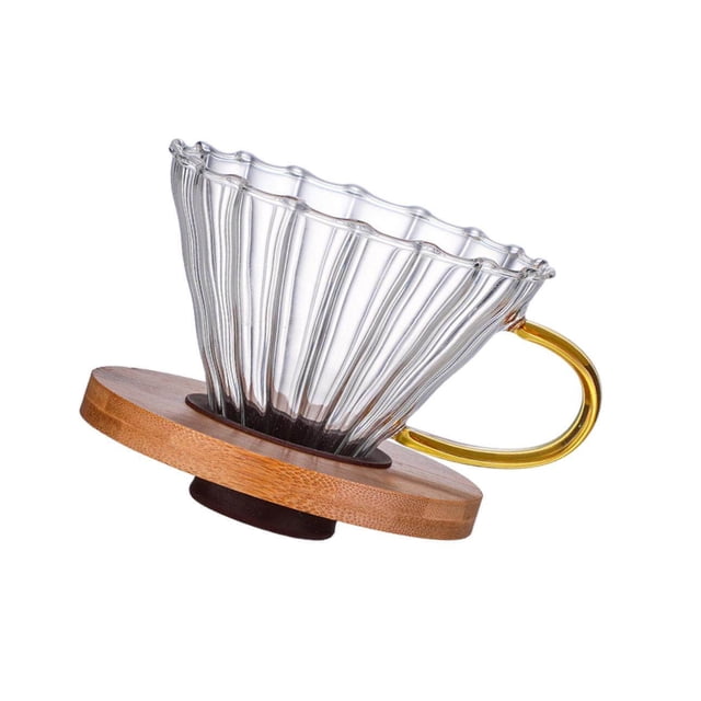 Clear Glass Coffee Dripper Drop Over Funnel for Coffee Coffee Filter Cup Home Coffee Filter Large with Handle
