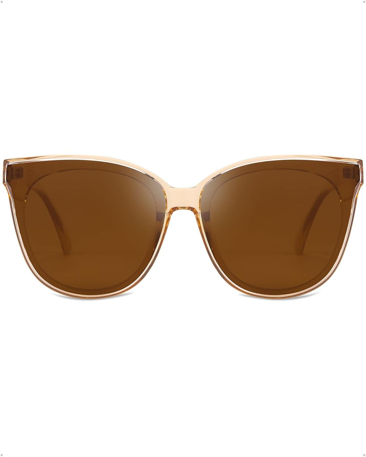 LVIOE Cat Eyes Sunglasses for Women, Polarized Oversized Fashion Vintage Eyewear for Driving Fishing - 99.99% UV Protection