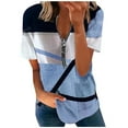 thumbnail image 1 of Birdeem Mode Femmes Été Col en V Manches Courtes Imprimé Fermeture Éclair T-Shirt Blouse Décontractée, 1 of 6