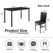 7 Piece Kitchen Dining Table & Chair Set, Dining Room Table Set with Faux Marble Tabletop PU Leather Padded Chairs, Rectangle Dining Table Set for 6, Dinette Set for Kitchen Dining Room Small Space