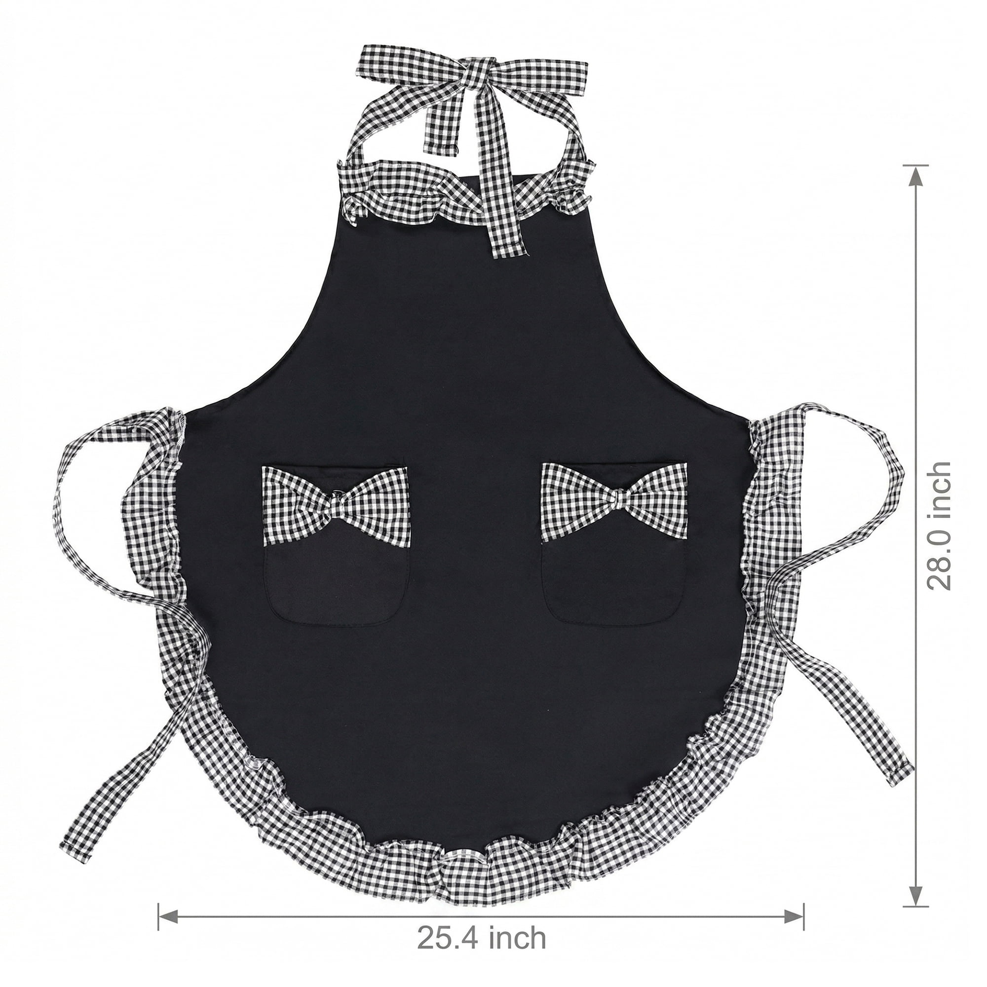 Unique Bargains Maid-style Durable Polyester Aprons with Pockets 25.4x28in Black