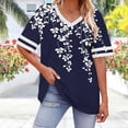 thumbnail image 4 of Plus Size T-Shirt for Women Oversized Short Sleeve V Neck Graphic Trendy Casual Loose Fit Summer Tops (4XL, Navy), 4 of 6
