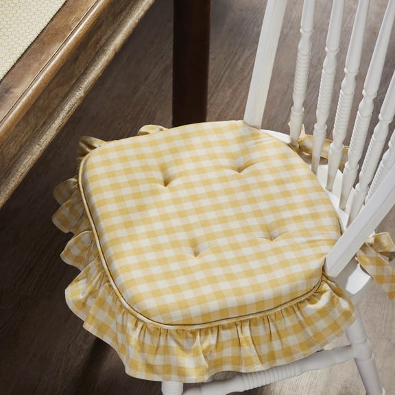 VHC Brands Golden Honey Ruffled Chair Pad 16.5x18