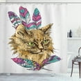 thumbnail image 1 of Ambesonne Cat Shower Curtain, Cat with Colorful Feathers, 69"Wx84"L, Multicolor, 1 of 3