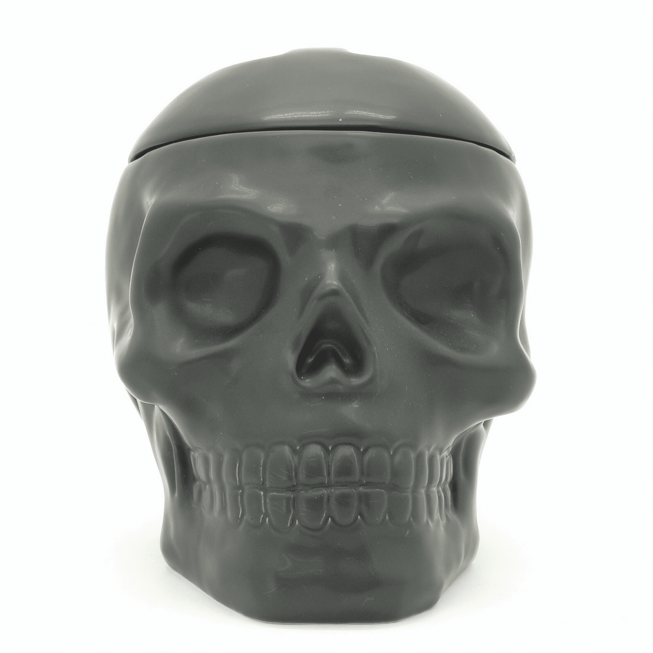 Way to Celebrate! Skull Treat Jar, Black Earthenware, 6.3" H, 24 fl oz capaity
