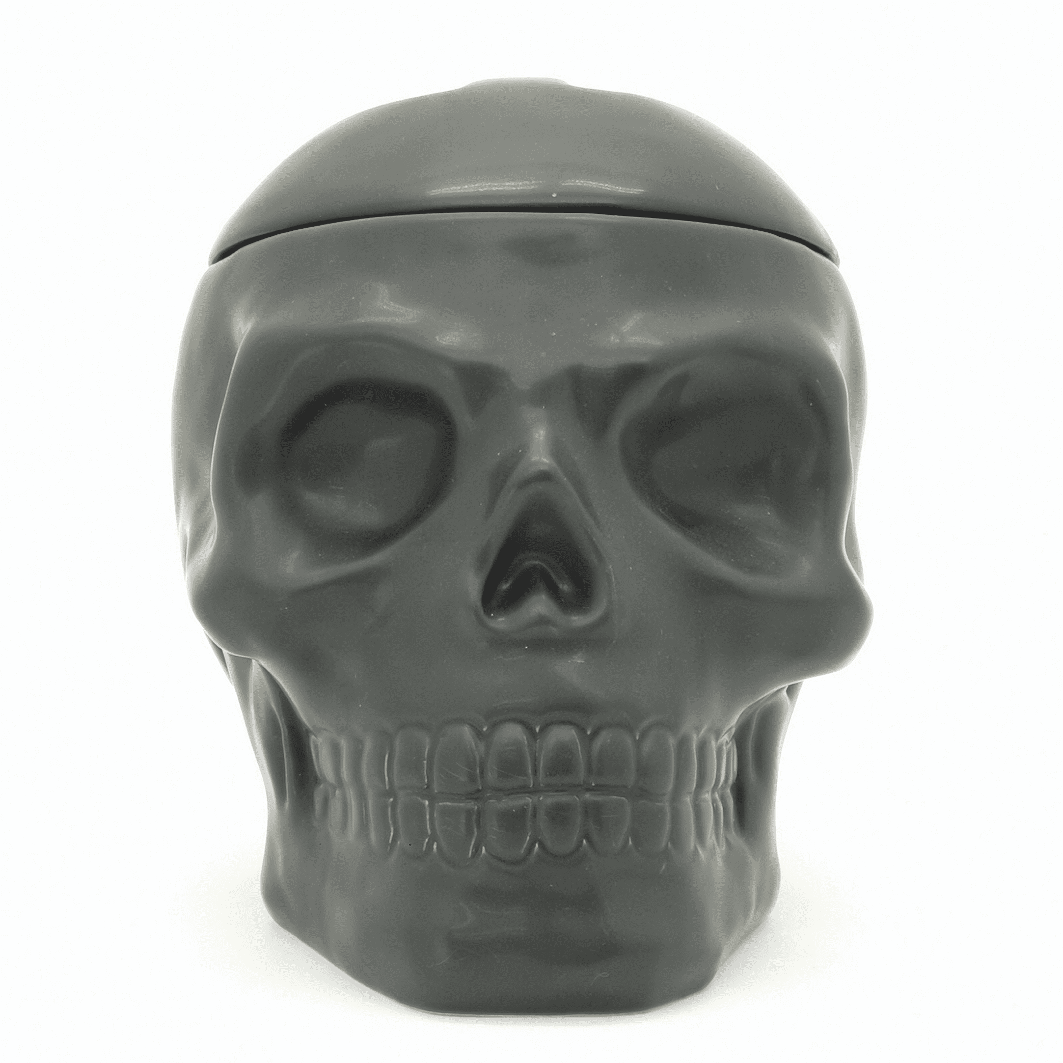 Way to Celebrate! Skull Treat Jar, Black Earthenware, 6.3' H