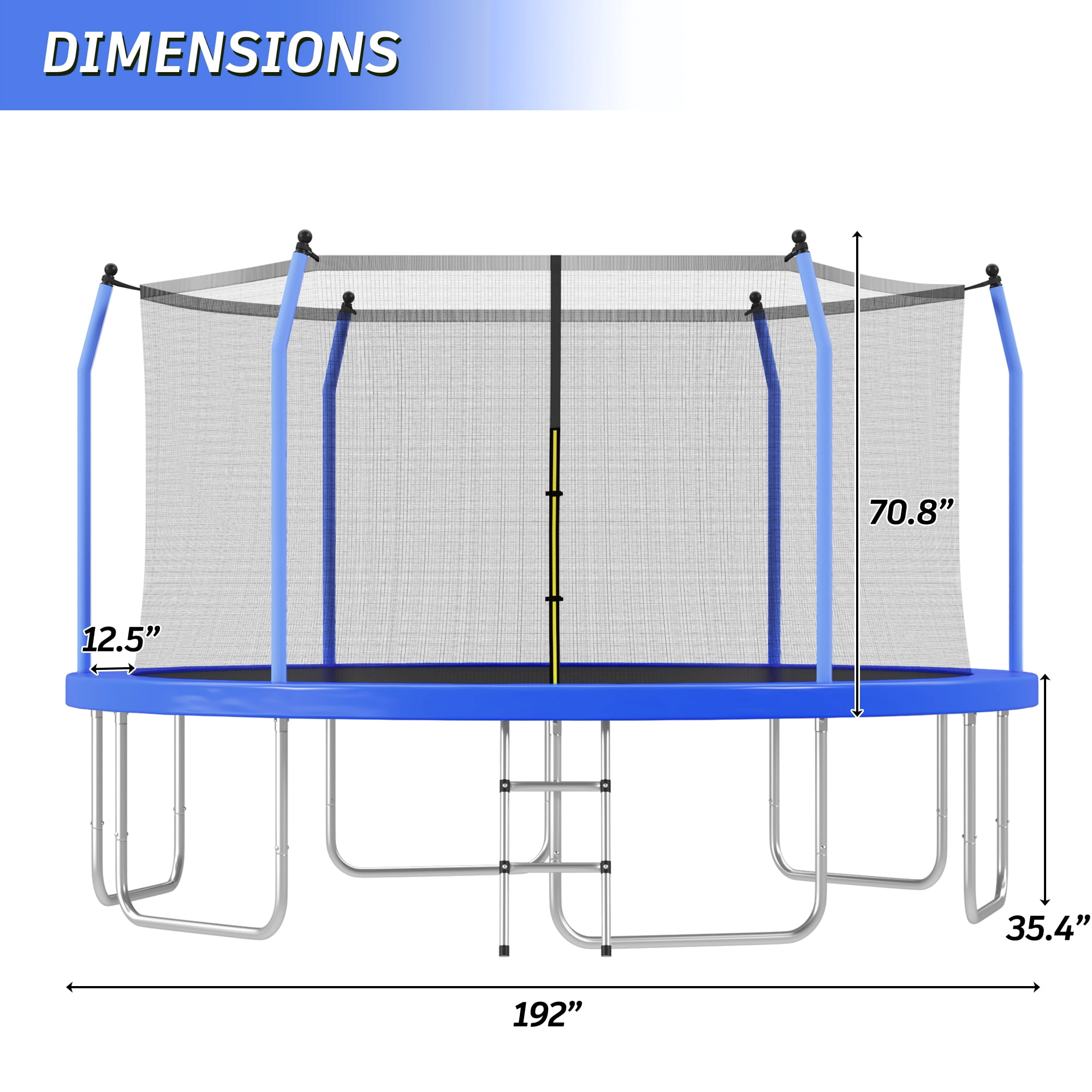EUROCO 16FT Trampoline with Enclosure Net for Kids and Adults, 1500LBS Backyard Outdoor Large Tranpoline