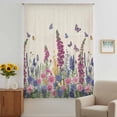 thumbnail image 2 of Watercolor Flowers Sheer Curtains 45 Inches Long, Retro Botanical Blooms Floral Butterfly Light Filering Curtains, Breathable Simi Curtain Privacy Drapes for Kitchen Bathroom Small Window Treatment, 2 of 9