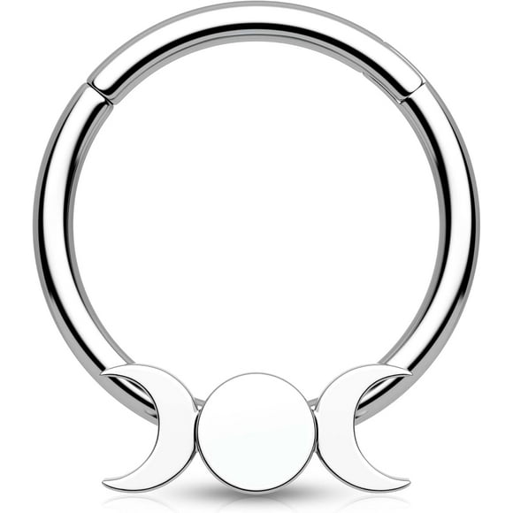 shiyou-Moon Phase Septum Ring 316L Stainless Steel Daith Piercing Jewelry 16G Septum Jewelry for Women Septum Daith Helix Piercings Jewelry