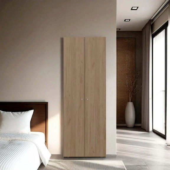 DEPOT E-SHOP Ghent Armoire, 2 Doors, 4 Shelves, Natural Oak  / White
