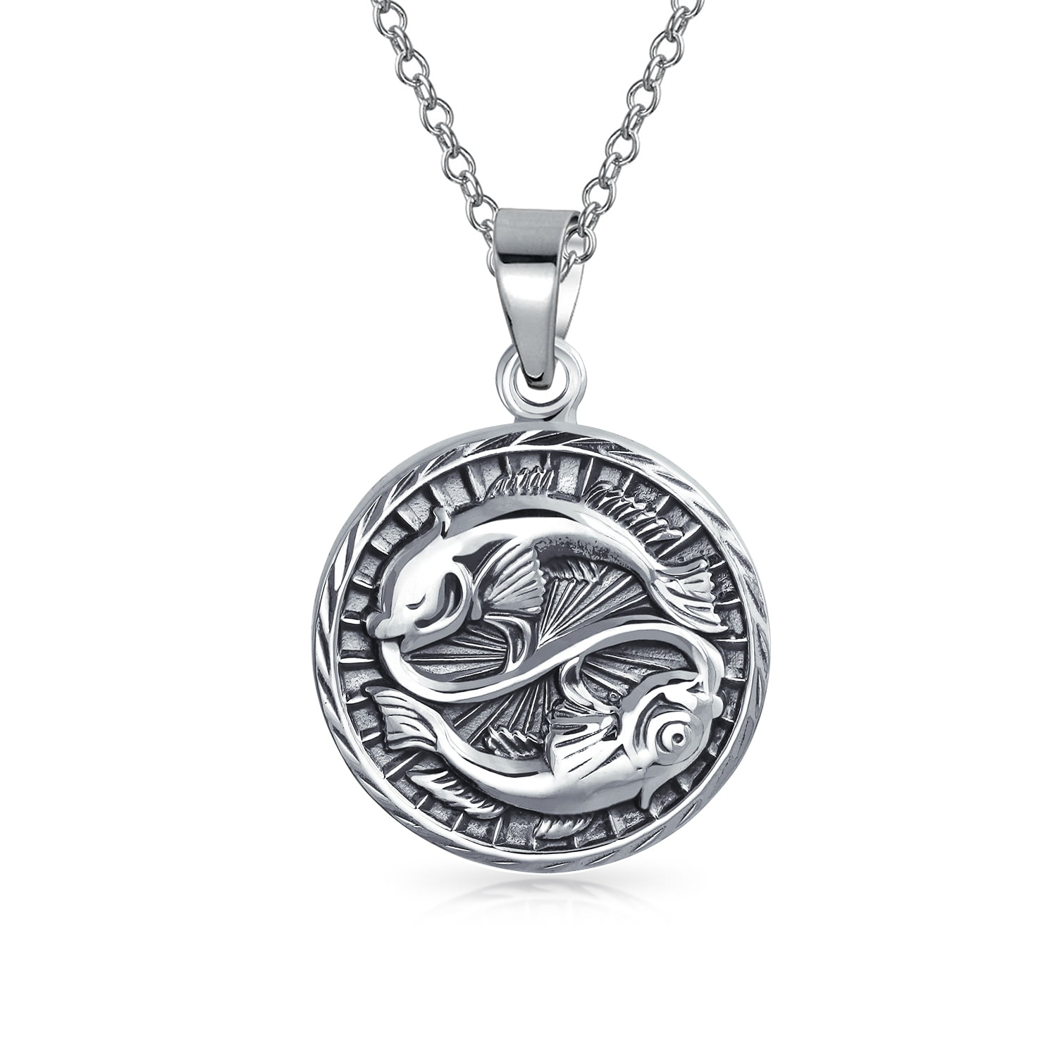 Sterling Silver Antiqued Pisces Pendant Sterling Silver Antiqued Pisces Pendant