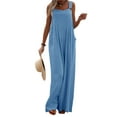 thumbnail image 2 of Women Casual Loose Sleeveless Jumpsuits Long Baggy Pants Rompers Jumpsuits with Pockets, 2 of 9