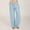 Sky Blue, variant on Idoravan Women's Plus Size Pants Women Casual Solid Cotton Linen Drawstring Elastic Waist Long Wide Leg Pants