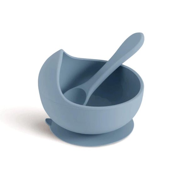 Baby Silicone Bowls with Suction - Toddler Bowl and Spoon Set Baby Silicone Weaning Set