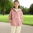 thumbnail image 2 of qolati Girls Hoodies Jackets Fuzzy Fleece Winter Warm Coat Casual Full Zip Up Hooded Sweatshirts Jacket Kids Soft Long Sleeve Loose Outerwears with Pockets, 2 of 7