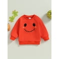 thumbnail image 2 of Bagilaanoe Newborn Baby Girl Boy Halloween Sweatshirt Long Sleeve Pumpkin Print Pullover 3M 6M 9M 12M 18M 24M Infant Fall Loose Tee Tops, 2 of 7