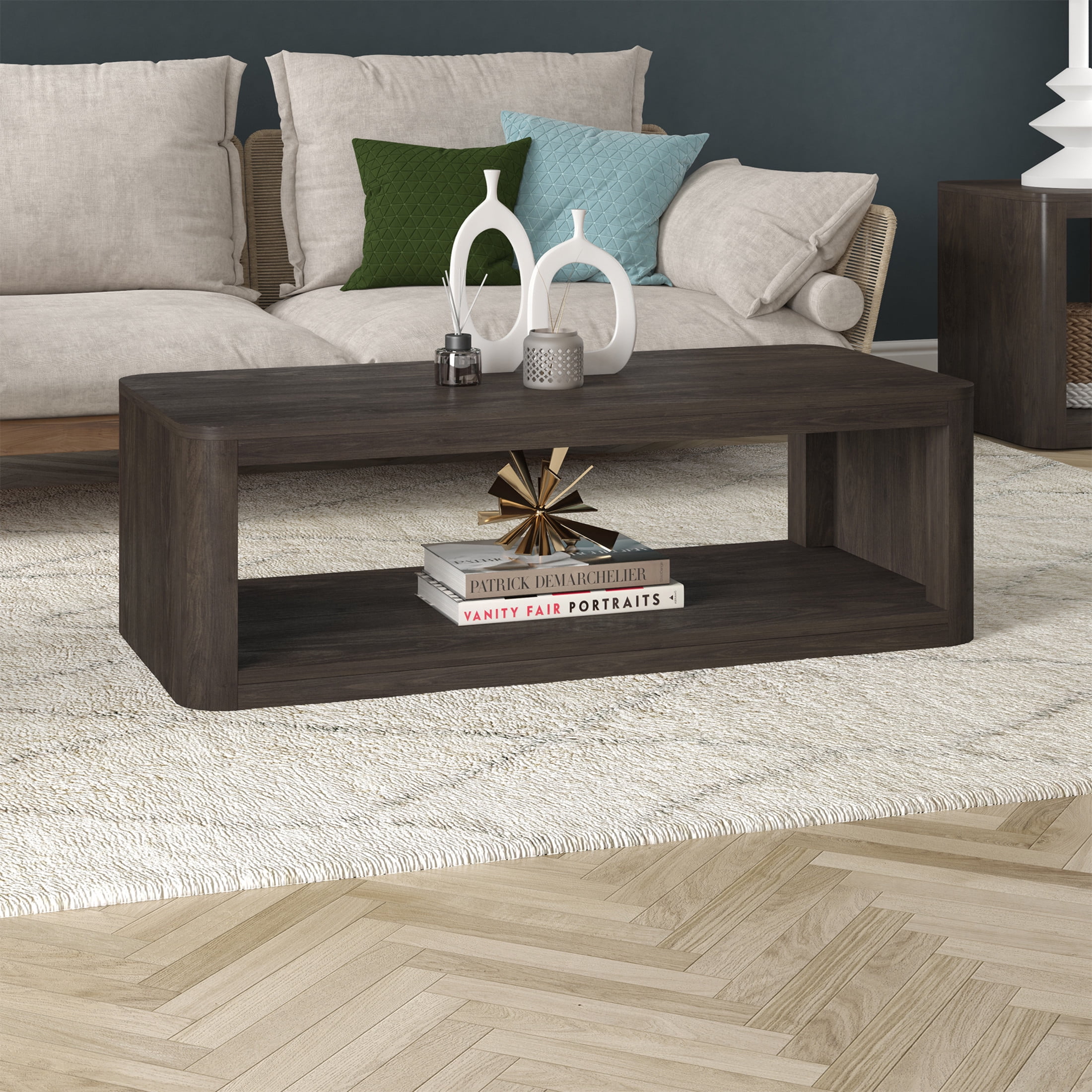 Evelyn&Zoe Modern/Contemporary 47" Wide Alder Brown Coffee Table