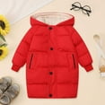 thumbnail image 2 of MEZZALL Kids Girls Long Down Coat Warm Winter Jacket With Insulation Cold Weather Outdoor Activities Long Sleeve Outerwear Solid Color Coats Relaxed Fit Child Streetwear, 2 of 4
