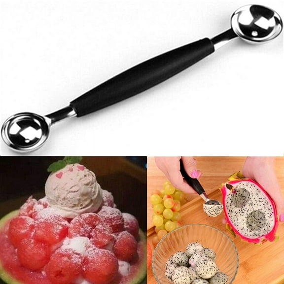 Stainless Steel Double-end Melon Ice Cream Baller Scoop Fruit Spoon Kitchen Tool